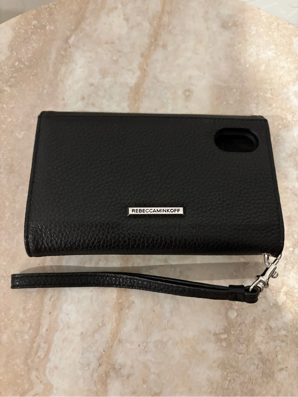 Rebecca Minkoff Black Leather Wristlet Wallet iphone case